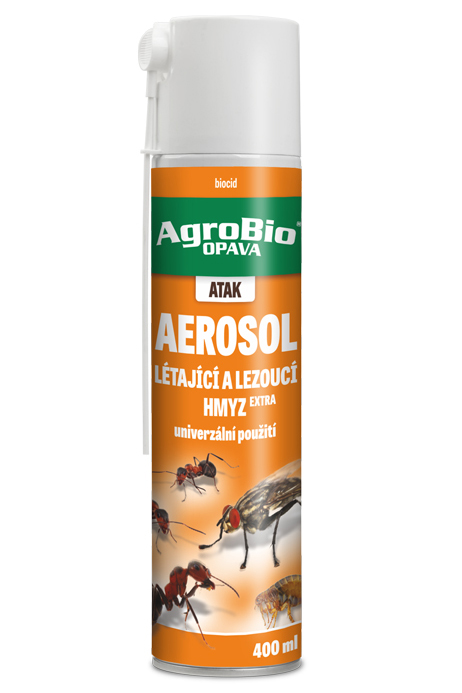 AgroBio Atak- aerosol proti létajícímu a lezoucímu hmyzu Extra 400ml