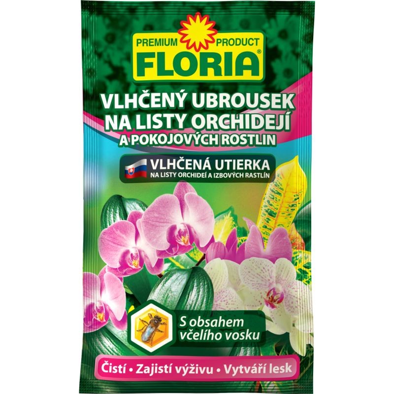 FLORIA Vlhčené ubrousky na listy orchidejí a pokojových rostlin 1ks - 6g